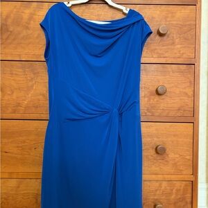Michael Kors Cowl Neck Midi Dress in Royal Blue